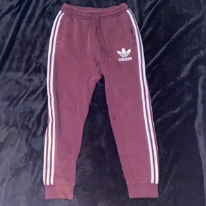 Maroon adidas joggers